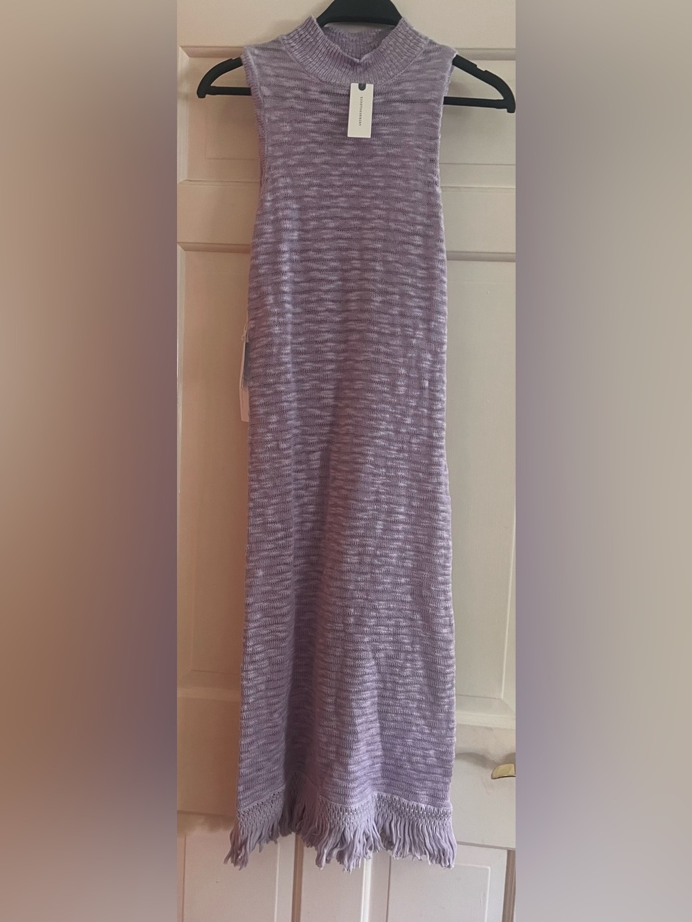 Anthropologie Callahan tuckernuck knit Lavender Fringe Dress nwt $168 fitted cos - Picture 2 of 7